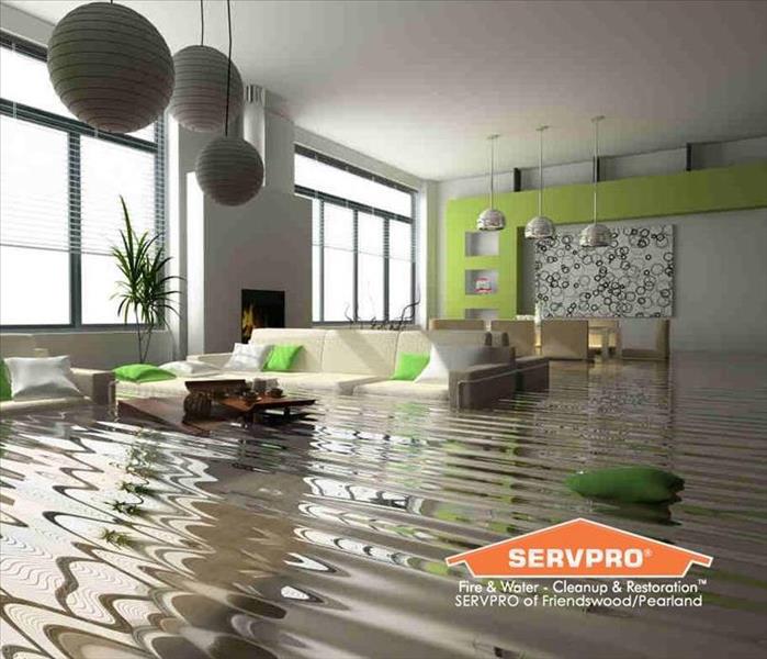 Water damaged living room